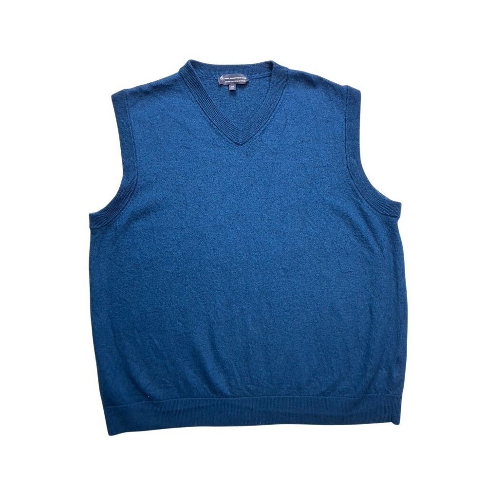 Hart‎ Schaffner Marx Blue Extra Fine Merino Wool V-Neck Sweater Vest Mens 2XB